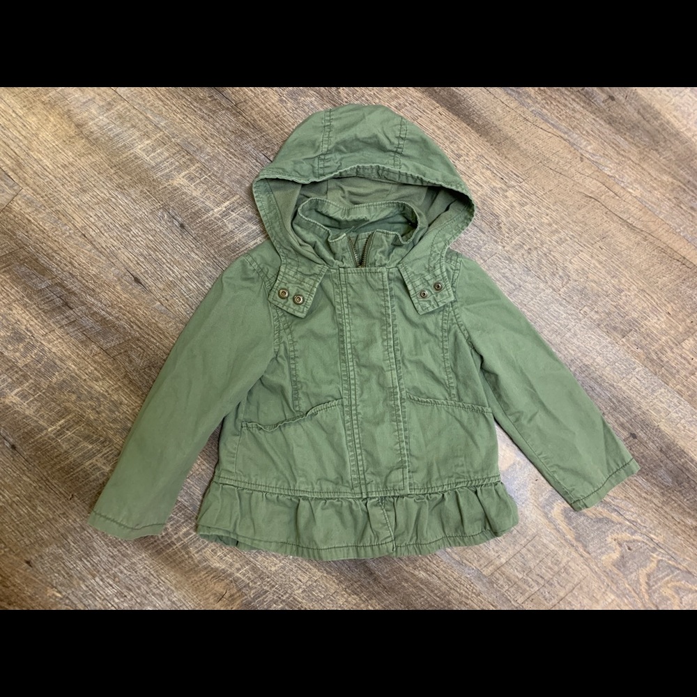 Old Navy Ruffle Zippered Hooded Jacket Sz 3T